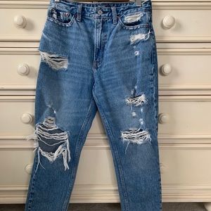 Distressed mom jeans